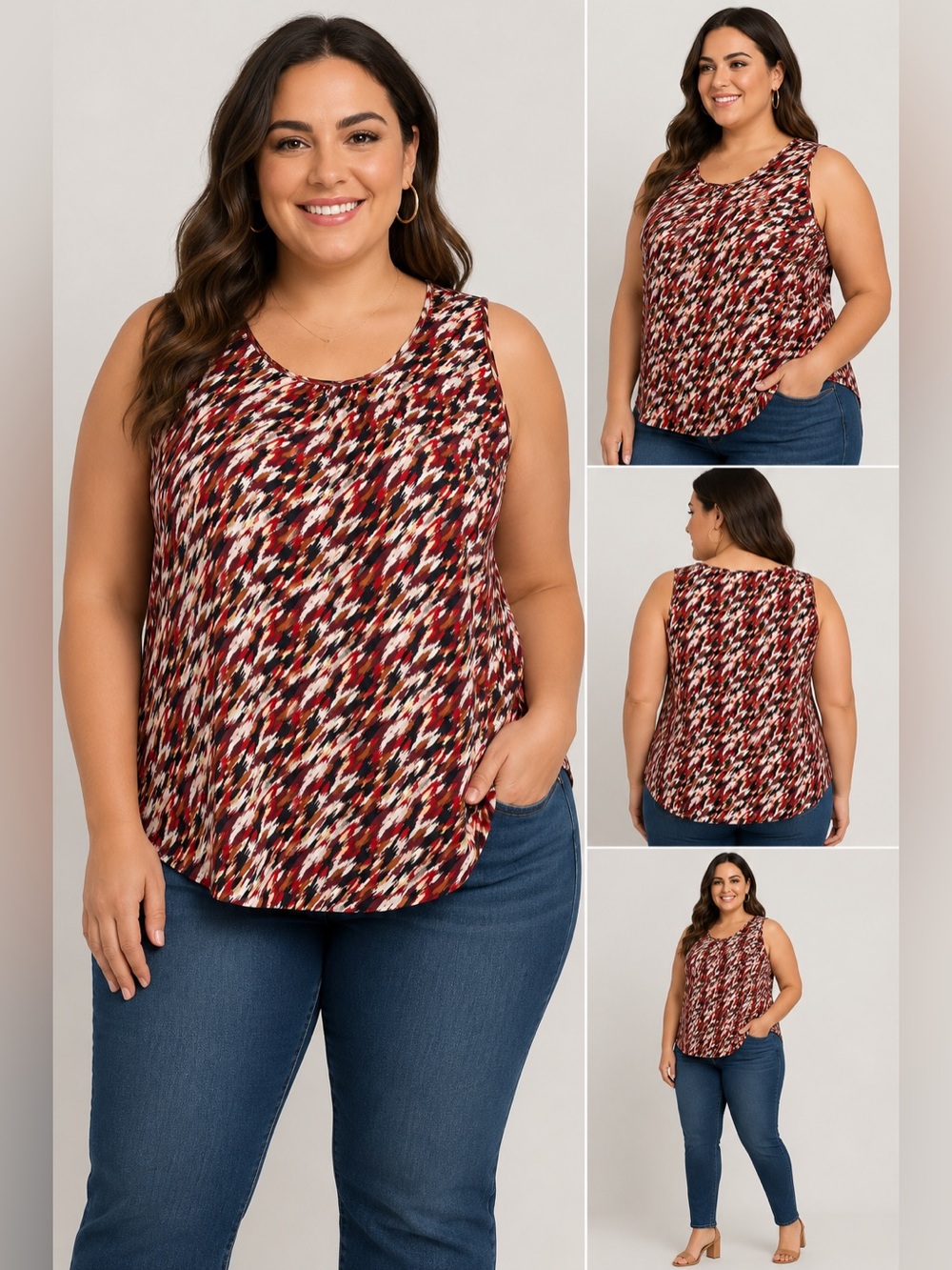 Van Heusen Sleeveless Abstract Print Blouse XXL